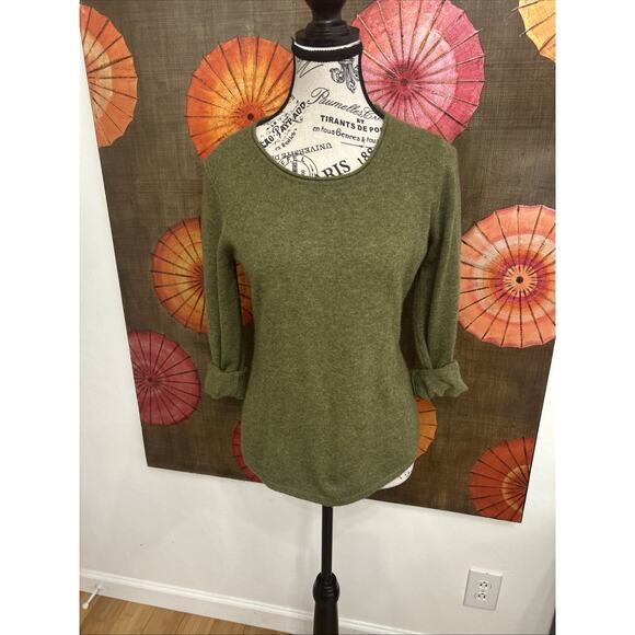 Vintage Tweeds Olive Green 100% 2Ply- Cashmere Sweater Classic Preppy Style Sz S - Picture 4 of 5